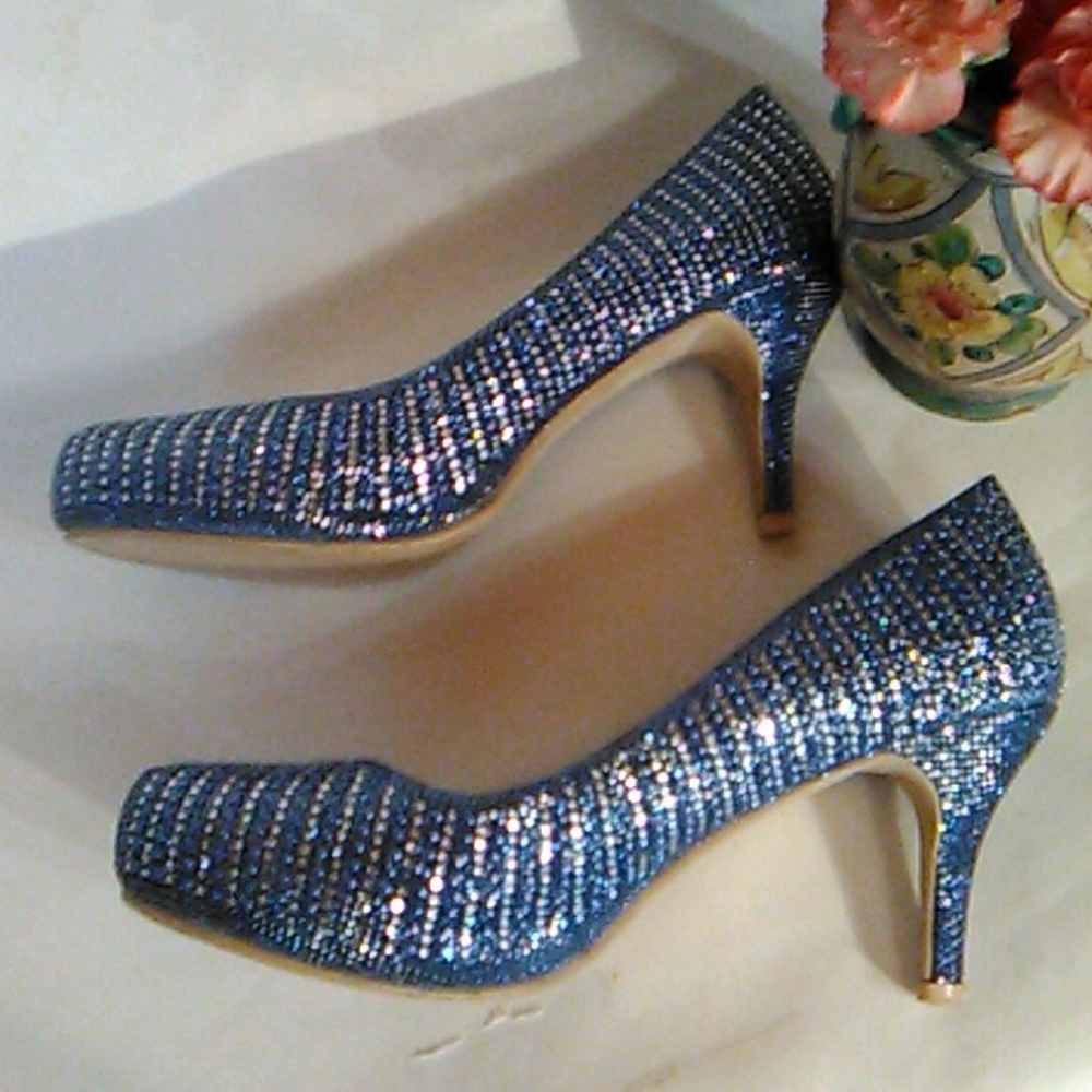 Mila Lady Sparkly Blue Heels - Picture 4 of 13